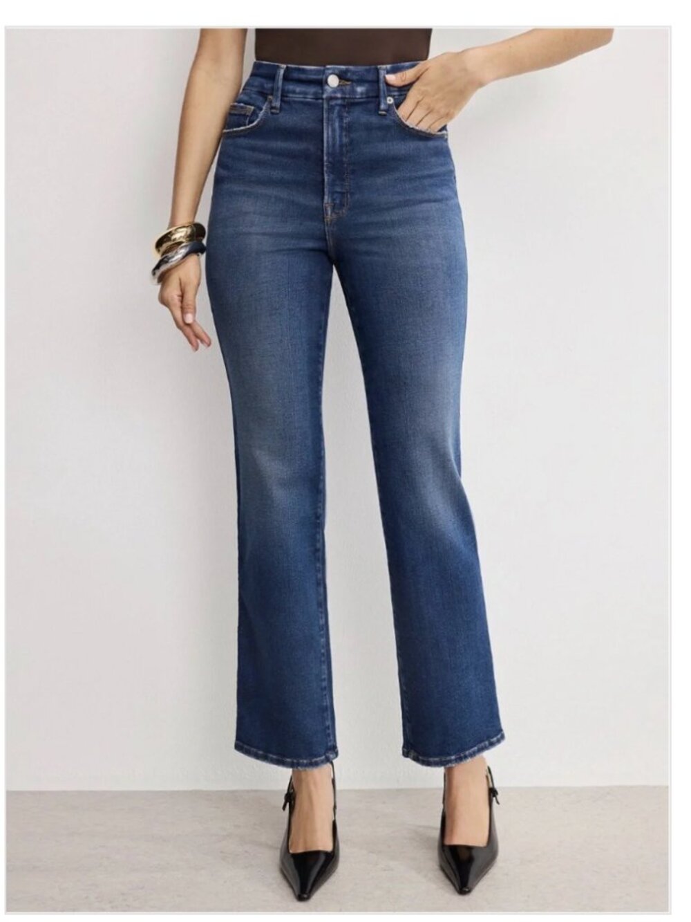 Good American High Rise Soft Tech Good Curve Straight Leg Crop Jeans Size 18